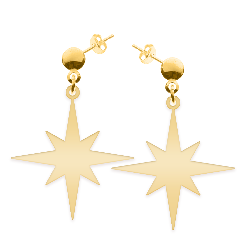 Star Light - Cercei personalizati steluta cu tija din argint 925 placat cu aur galben 24K